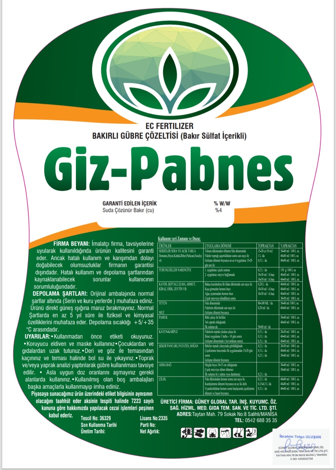GİZ-PABNES 5 LT SIVI BAKIR